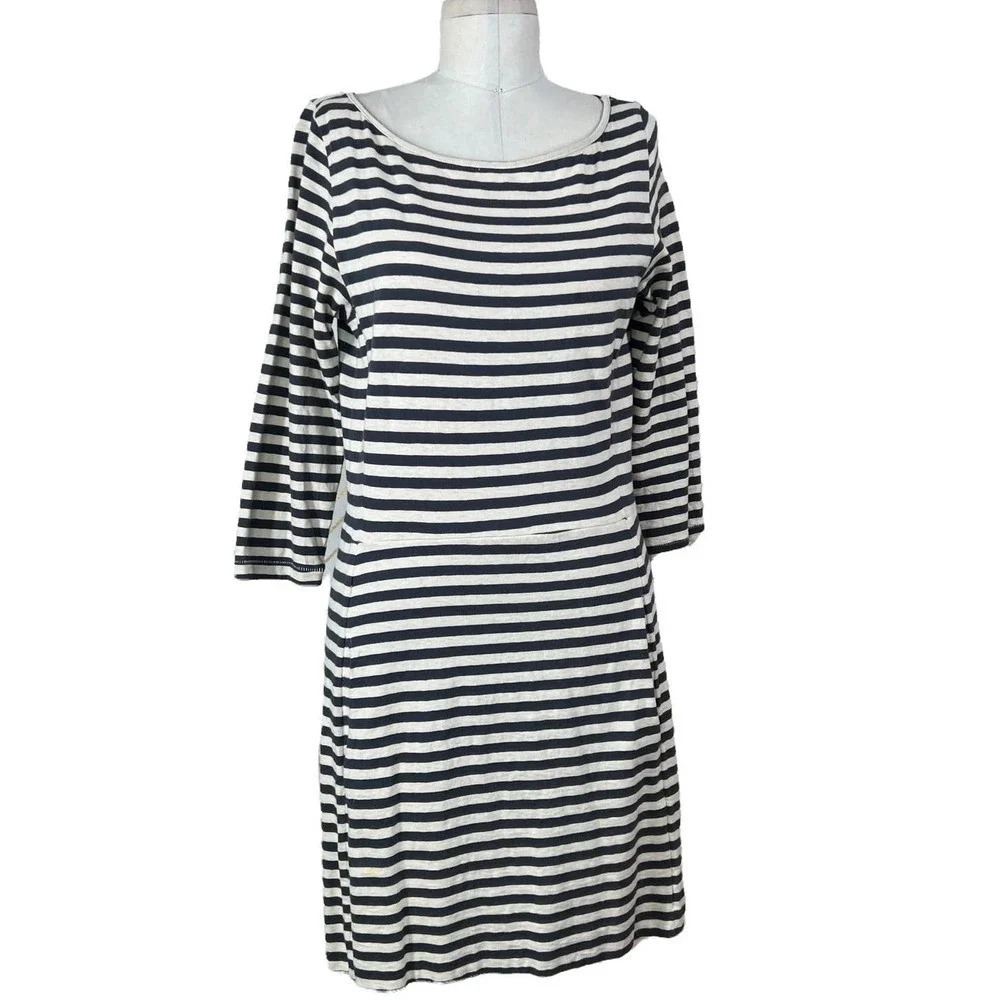 Rag and Bone Handmade Stripedโ T-Shirt Dress Charcoal Gray Cream Size Large